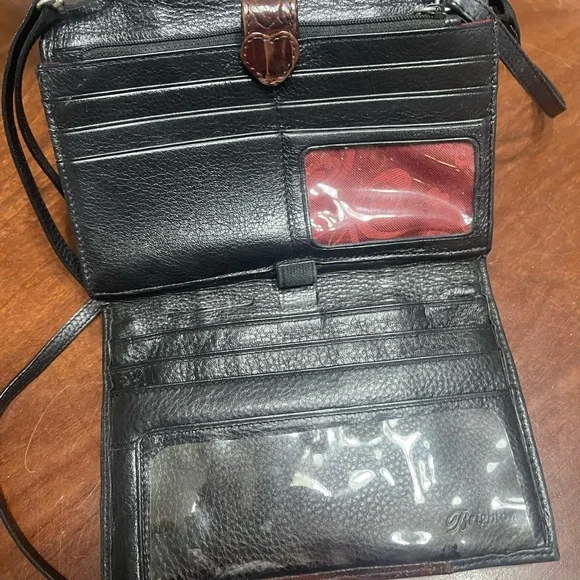 BRIGHTON LEATHERCROC PRINT CROSSBODY BAG ORGANIZER Purse